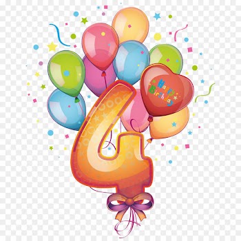 Birthday Clip art - Balloons and number 4 