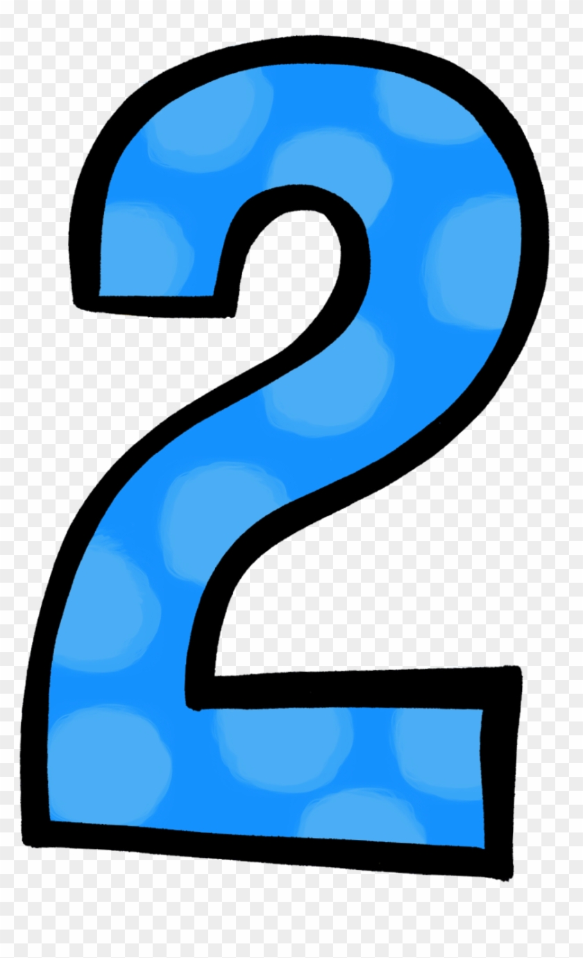 Birthday Cliparts Number - Blue Polka Dot Number 2