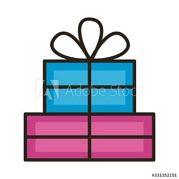 birthday gift box line and fill style