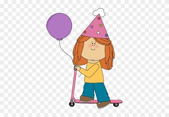 Birthday Girl Riding A Scooter - Birthday Girl Clip Art