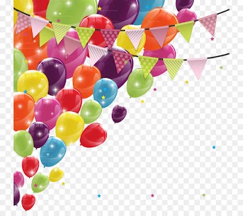 Birthday Greeting card Balloon Banner - Colorful balloons and triangle pull flag 