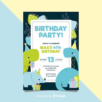 Birthday invitation template in flat style Free Vector