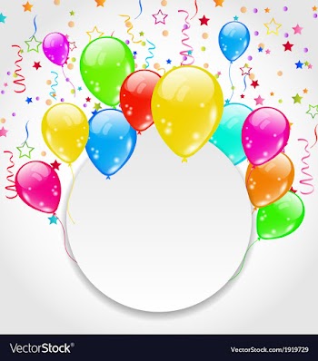  					Birthday invitation with multicolored balloons and vector&nbsp;image														