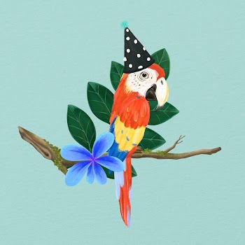 Birthday macaw bird illustration, green | Free Photo Illustration - rawpixel