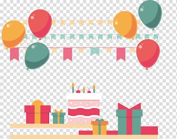 Birthday party with balloons , Party Birthday, A party with a balloon flying transparent background PNG clipart