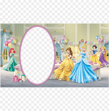 birthday transparent kids frame with disney princess background ...