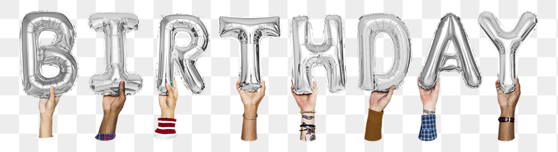 Birthday word png, hands holding | Free PNG - rawpixel