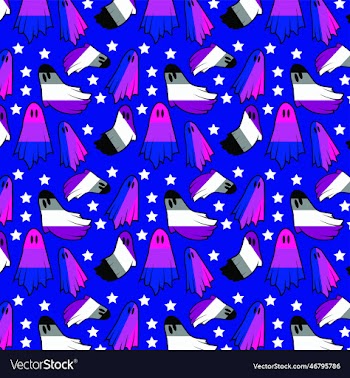 bisexual and asexual ghosts pride seamless pattern