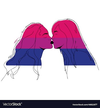 bisexual couple kissing