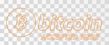 Bitcoin accepted here badge, stroke only, transparent background