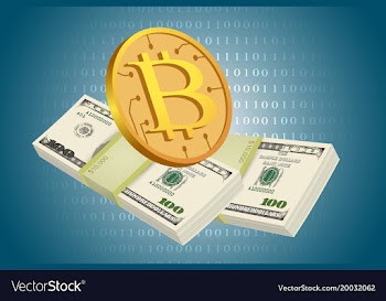 Bitcoin and usd dollars vector image