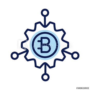 bitcoin in gear crypto currency line style