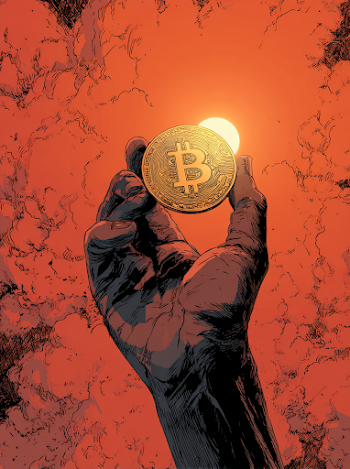 Bitcoin in Hand Comic Panel