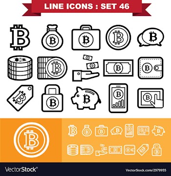  					Bitcoin Line icons set 46 vector image														