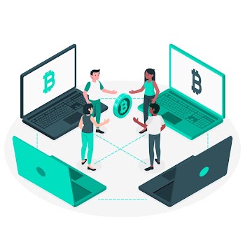 Bitcoin p2p concept illustration Free Vector