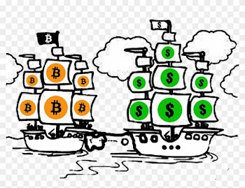 Bitcoin Vs Money Pirate Ship Fight - Pirate Pictures To Colour