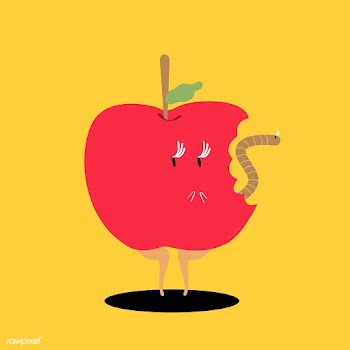 Bitten red apple cartoon character vector | Free stock vector - 538603