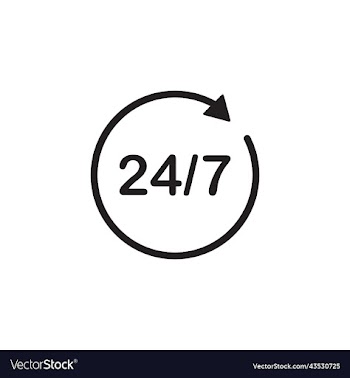 black 24 hours service line icon