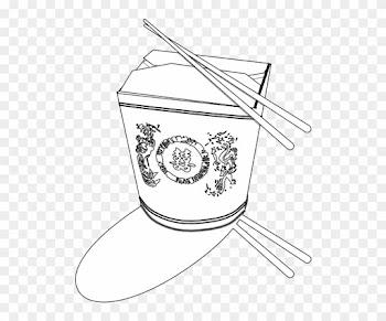 Black &amp; White Food Clipart - Chinese Food In Black And White