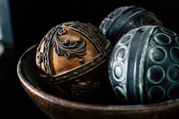 Black and Brown Ball Decor in Bowl