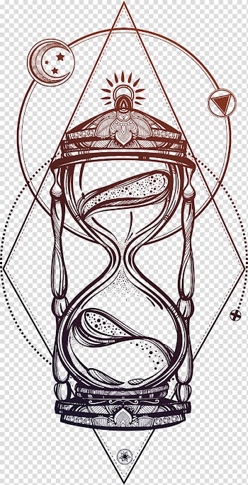 Black and brown hour glass illustration, Drawing Hourglass , Beautiful hand-painted hourglass transparent background PNG clipart