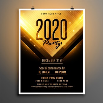 Black and gold happy new year party flyer template design Free Vector