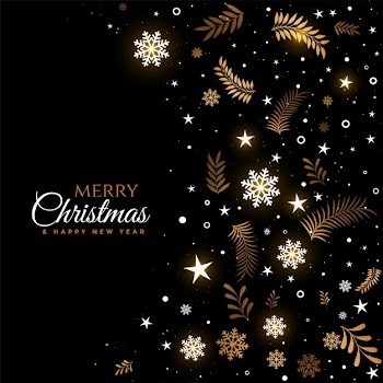 Black and golden merry christmas decorative Free Vector