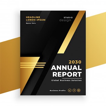 Black and golden modern annual report brichure template Free Vector