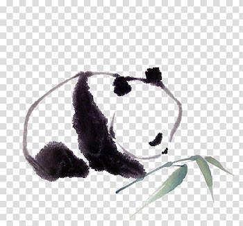 Black and green plant illustration, Giant panda Red panda Drawing Painting Sketch, panda transparent background PNG clipart