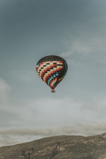 Black and Multicolored Hot-Air Balloon