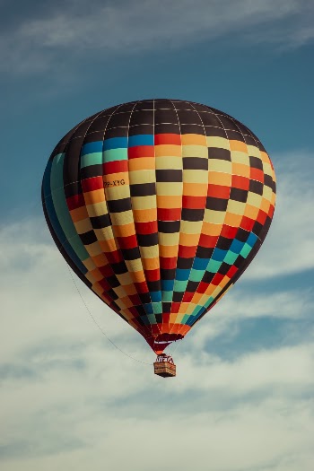 Black and Multicolored Hot-Air Balloon