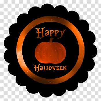 Black and orange happy halloween decor transparent background PNG clipart