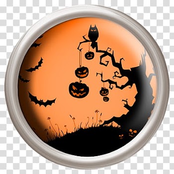 Black and orange happy halloween decor transparent background PNG clipart