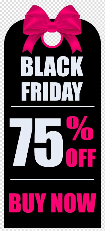 Black and pink signage, Black Friday 4K resolution Sales Shopping Walmart, Black Friday 75% OFF Tag transparent background PNG clipart