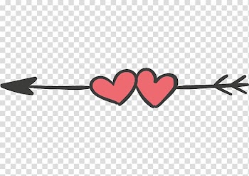 Black and red arrow and two hearts illustration, Wedding Icon, Hand-painted wedding elements transparent background PNG clipart