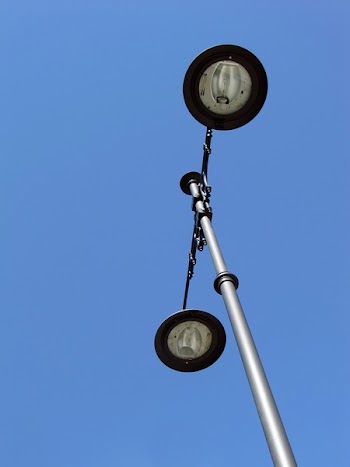 Black and Silver Street Lamp Post