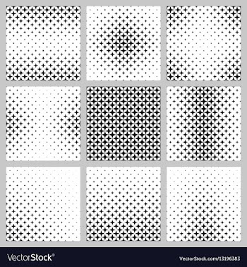 Black and white 4 peaked star pattern set vector image