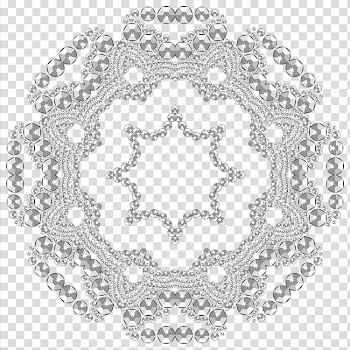 Black and white Alamy Pattern, Flowers diamond jewelry transparent background PNG clipart