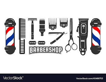 black and white barbershop equipment collec