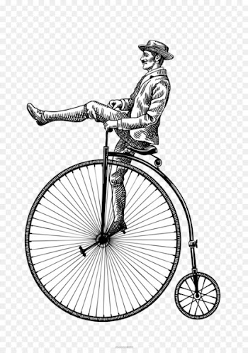 Black and white Bicycle pedal Drawing - Black and white sketch gentleman bike 