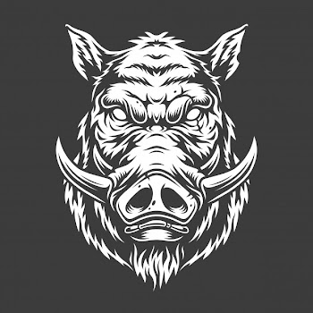 Black and white boar head Free Vector