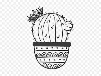 Black and white Cactaceae Drawing Painting - Black and white pattern cactus plant 