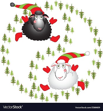 Black and white cartoon sheeps on a white vector image