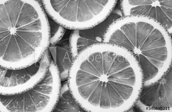 Black and white closeup of lemon textured background