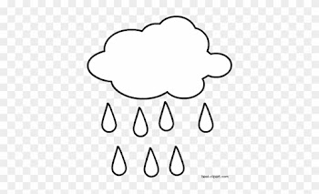 Black And White Cloud With Raing Free Clip Art - White