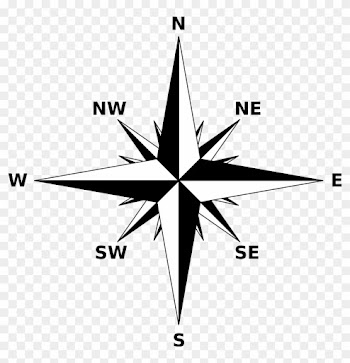 Black And White Compass Png Clipart - Compass Rose Small