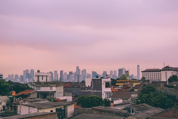 Black and White Concrete Buildings at Golden Hour