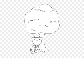 Black And White Cowboy Sitting Under A Tree Clip Art - Under The Tree Black And White
