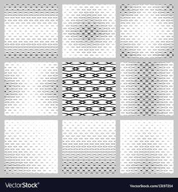 Black and white curved shape pattern design set vector image