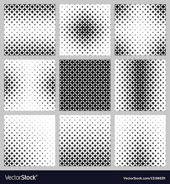 Black and white curved star pattern set vector image